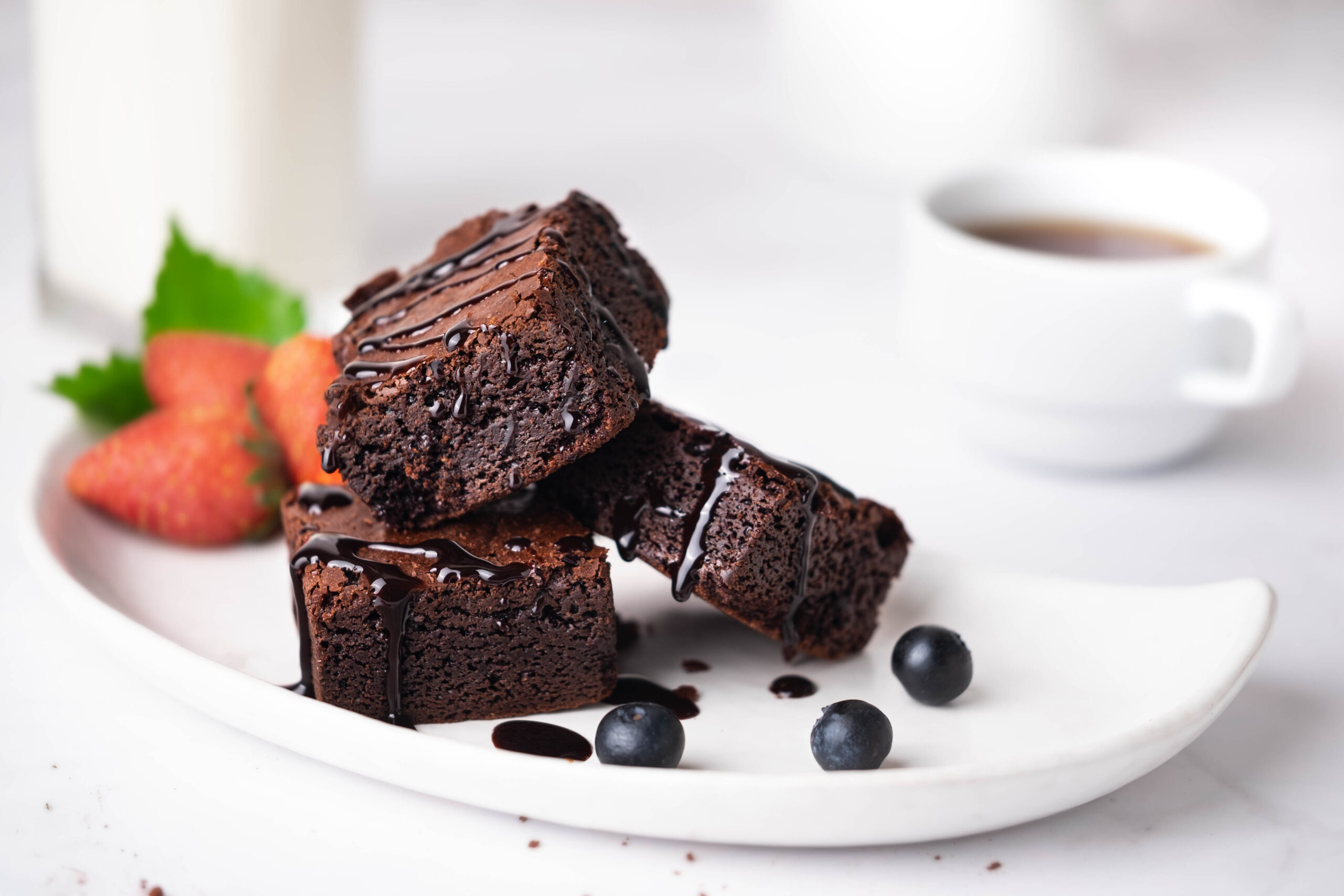 Fudge on a white plate